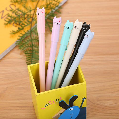 Creative Stationery Pen Cap Cat Gel Pen Cute Cartoon Tail Cat Learning Office Water Pen Signature Pen Wholesale