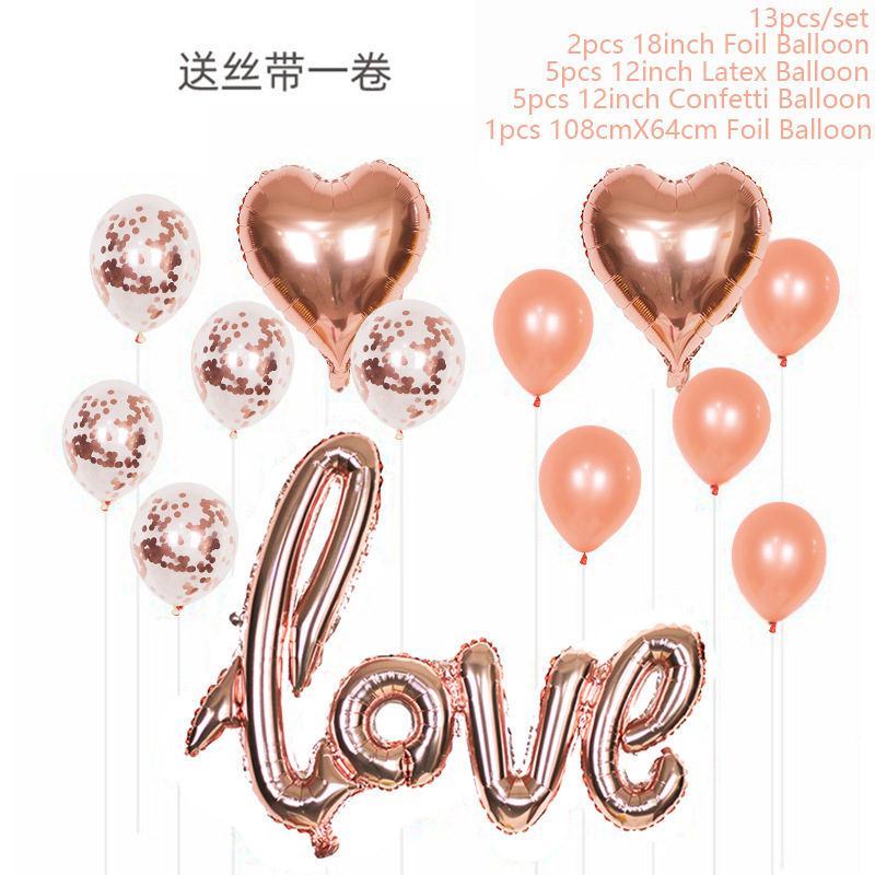 Cross-Border Hot Sale Amazon Love Aluminum Foil Balloon Rose...