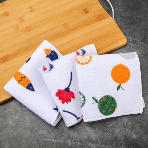 [fengyi] kitchen scouring pad microfiber decontamination soft absorbent printing rag practical dish towel