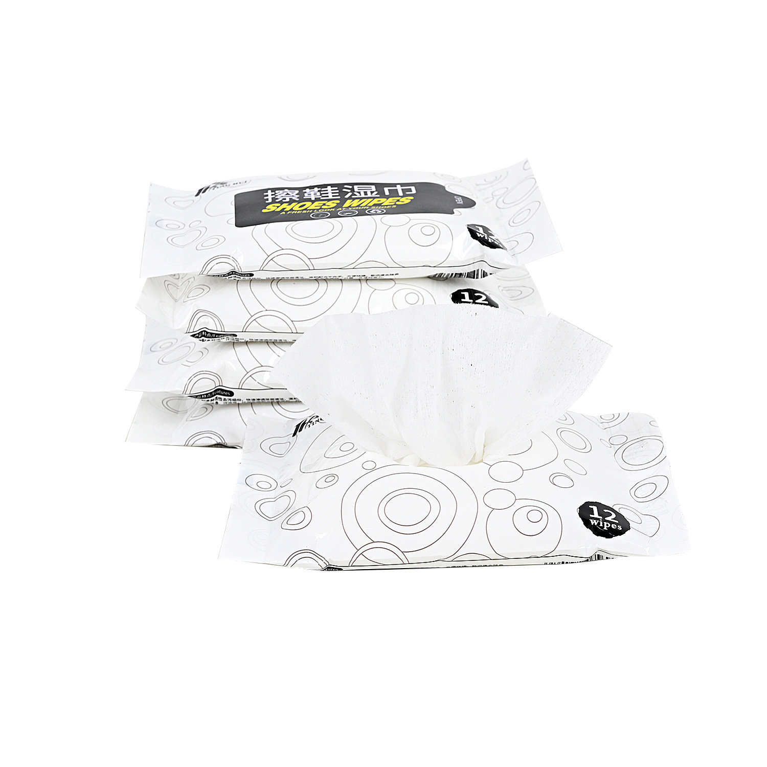 Cross-Border Wet Tissue for Shining Shoes Tissue Disposable Disposable Disposable Shoe Wipes 12-Piec