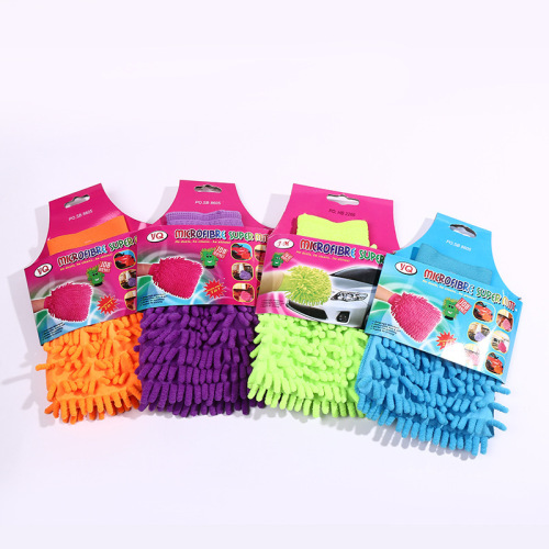 new chenille large double-sided car cleaning gloves car cleaning coral insect plush gloves factory wholesale