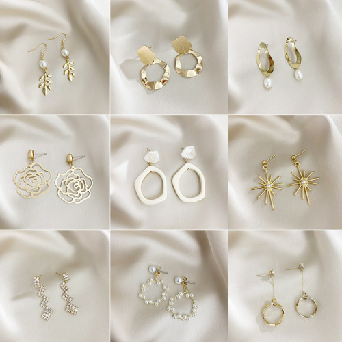 European and American Retro Earrings Korean Acrylic Ins Earrings Women‘s Personalized and Temperamental Stud Earrings Long Tassel Eardrop Jewelry