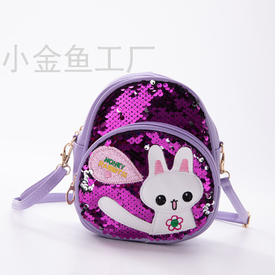 Cross-Border Exclusive New Sequined Rabbit Backpack Girl Student Schoolbag Street Colorful All-Match Children bag