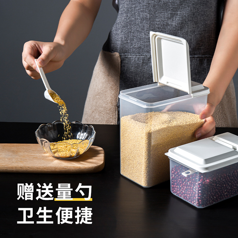 Household Japanese-Style Rice Bucket Half Open Lid Sealed Gr...