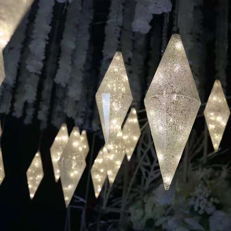 新款婚庆道具10头亚克力菱形水晶砂吊灯场地布置婚礼舞台装饰灯