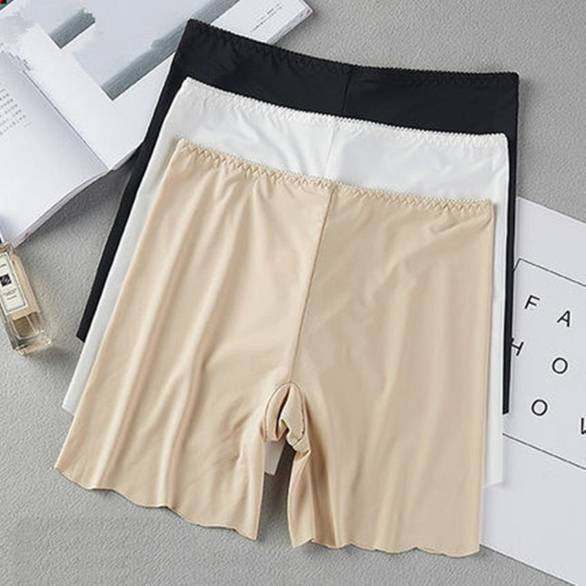 Ice Silk Seamless Women's Large Size Boxer Shorts Seamless Safety One Third Legging Underwear T