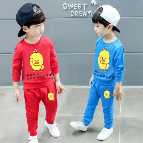 Factory Leftover Stock Children Boys and Girls round Neck Sweater Set Stall Night Market Hot Sale round Neck Sweater Fleece-Lined Suit