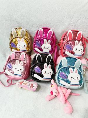 Cross-Border Exclusive Sequined Rabbit Backpack Girl Student Schoolbag Trendy Street Colorful All-Match Children Backpack
