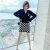 Comfortable Sports Style Ponte De Roma Cardigan Coat + Chessboard Plaid Knitted Overskirt Suit Female 2021 Autumn New