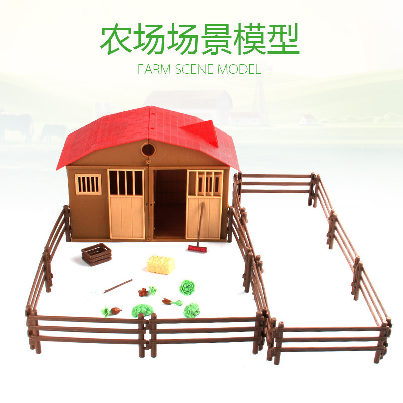 Supply Simulation Farm Ranch Cottage Horse Shed Animal And Plant Fence Diy Assembly Sand Table Scene Model Toy 25 Piece Set