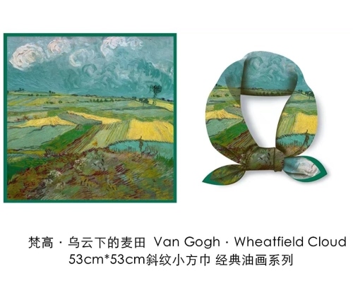 van gogh classic paintings series small square towel fashion advanced scarf scarf pattern novel elegant custom wholesale