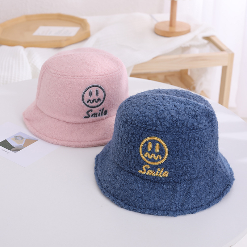 Plush Fisherman Hat Children's Korean-Style Autumn and Winter Bucket Hat Loop Velvet Hat Warm S