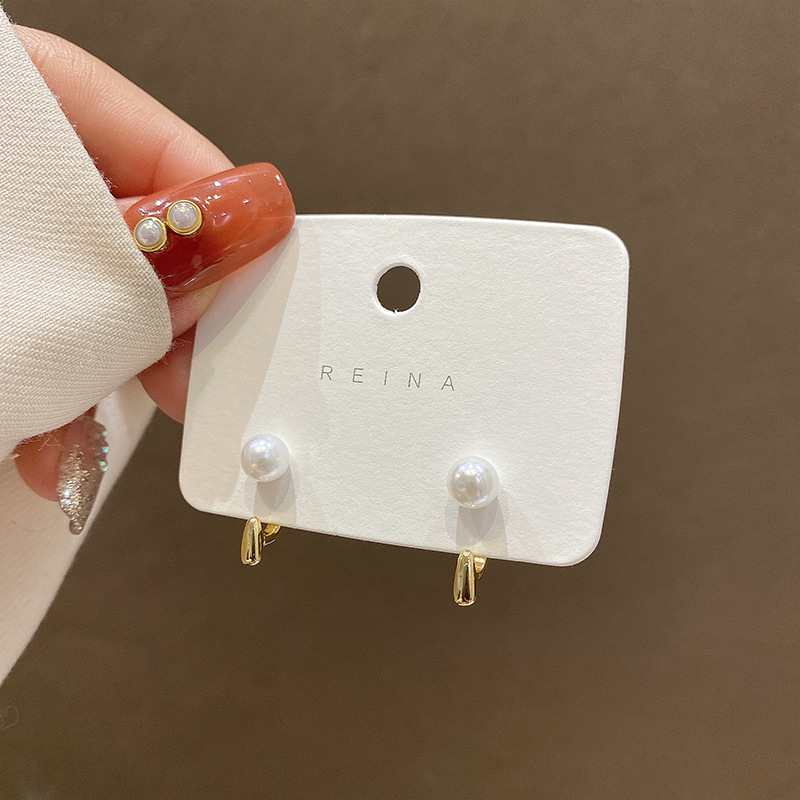 INS Internet Celebrity Rear-Wear Earrings Female Baroque Temperamental Pearl Stud Earrings Sterling