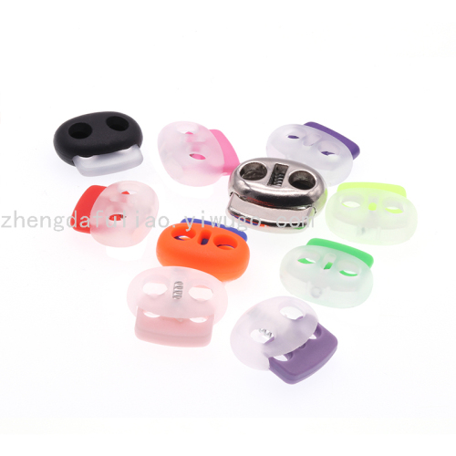 factory spot supply color transparent spring buckle two-color pig nose buckle elastic rope anti-slip buckle plastic luggage accessories