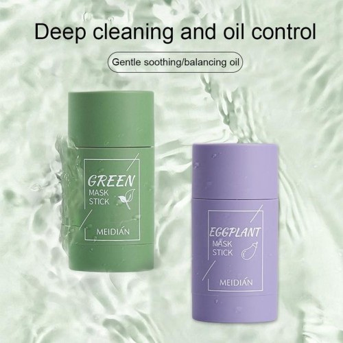 Meidian Green Tea Oil Control Cleaning Solid Mask Eggplant Deep Cleansing Repair Pores Portable Packaging Cross-Border