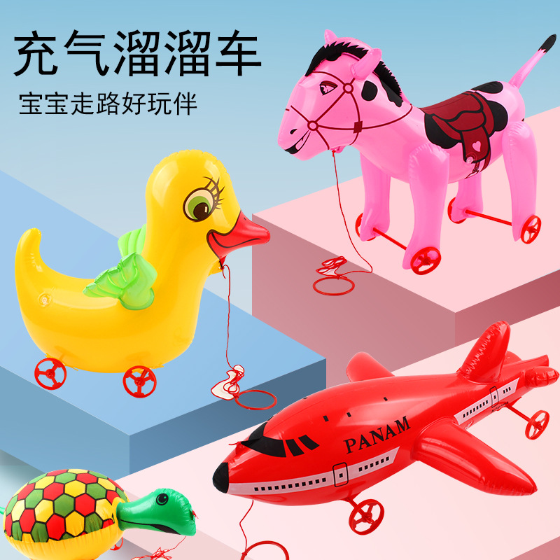 Inflatable Trolley Animal Inflatable Toy with Wheels Cable Inflatable Animal PVC Inflatable Stall To