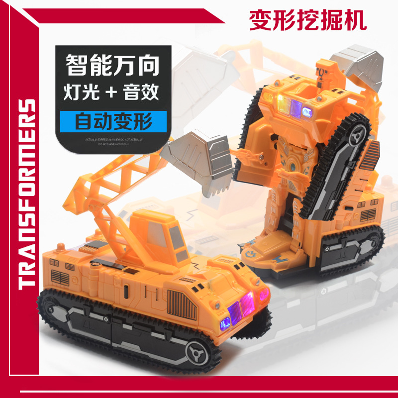 Electric Deformation Engineering Vehicle Automatic Lighting Music Excavator Deformation Robot Childr