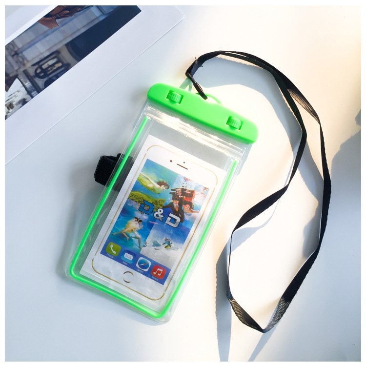 2020 New Mobile Phone Waterproof Bag Touch Screen Mobile Phone Case PVC Outdoor Swimming Fluorescent