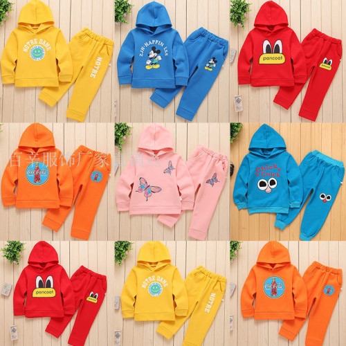 Autumn and Winter Popular 1-5 Yuan Fleece-Lined Children‘s Sweater Children‘s Hooded Sweater Stall Goods Wholesale Factory Direct Sales Supply
