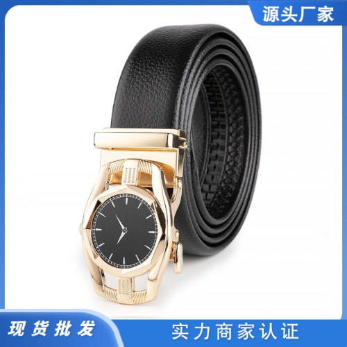 men‘s watch buckle belt pvc imitation leather personality business fashion automatic buckle young and middle-aged belt manufacturers wholesale