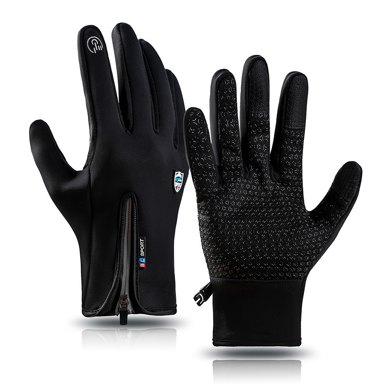 Autumn and Winter Thermal Gloves Fleece-Lined Outdoor Men's Cycling Motorcycle Waterproof Wind-