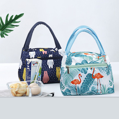 Printed Zipper Lunch Bag Portable Insulated Bag Women's Simple Fashion Waterproof with Aluminum Foil Thermal Insulated Lunch Bag