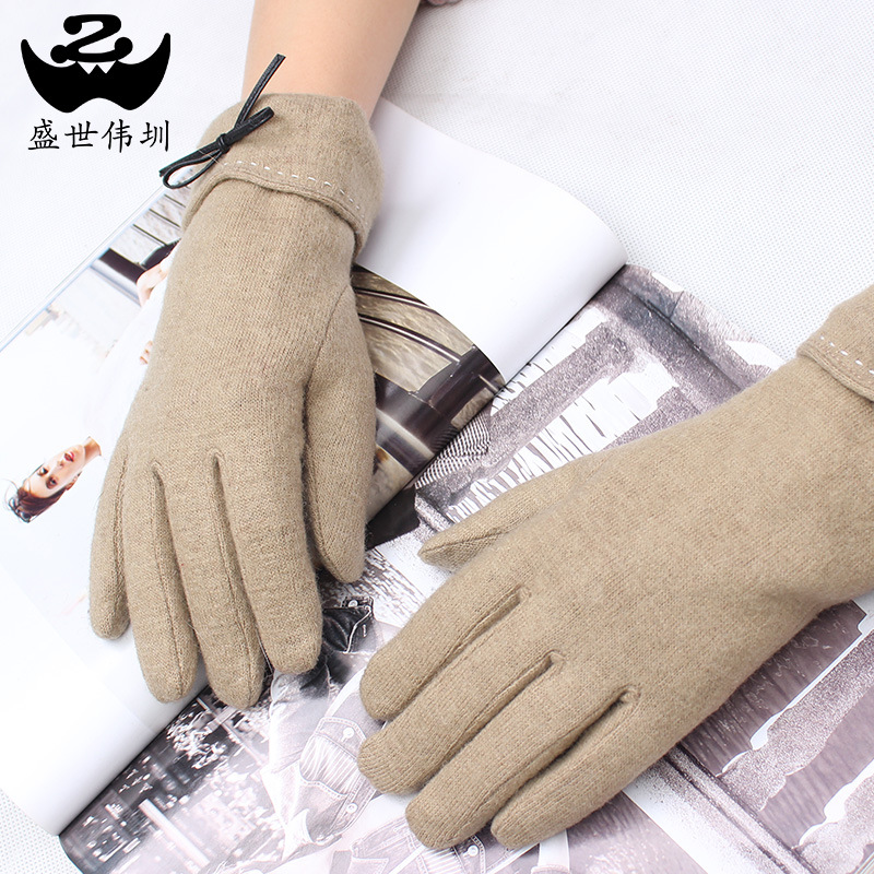 Women's Wool Gloves Autumn Winter Thermal Velvet Touch Screen Korean Cute Fashion Cashmere Driv