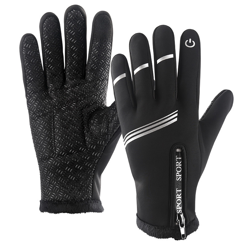 Factory Direct Sales Winter Riding Gloves Men's and Women's Fleece Windproof Warm Touch Sc