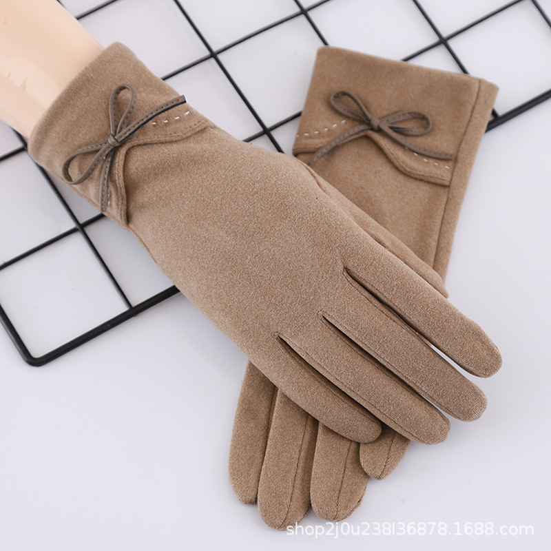 Manufacturers Supply Women's Spring and Autumn Warm Touch Screen Gloves Fleece-Lined Thickened 