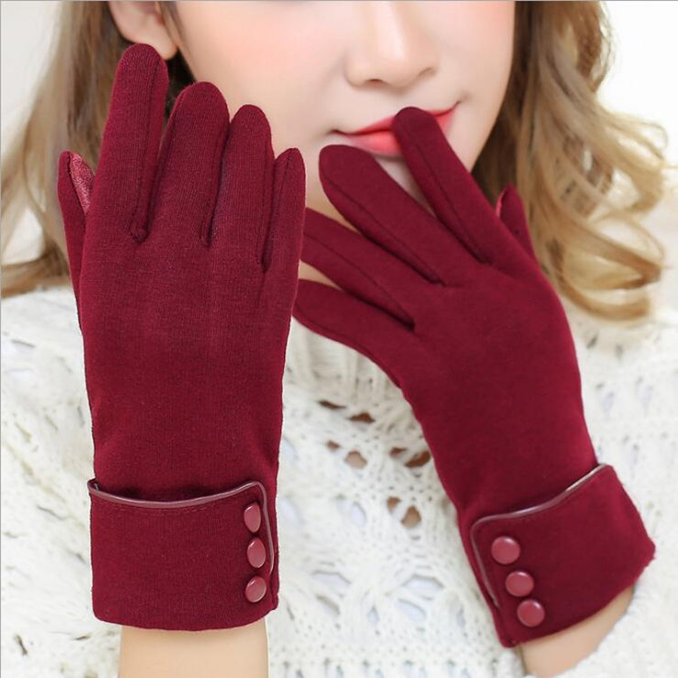 Foreign Trade Winter Korean Style Fleece-Lined Thermal Gloves Women's Outdoor Skiing Electric C