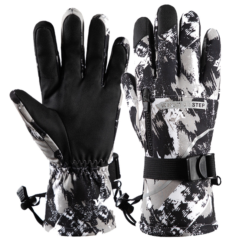 Ski Gloves Men's and Women's Winter Warm Waterproof Thickened Fleece Touch Screen Outdoor 