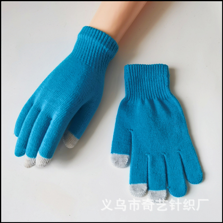 New Gloves Winter Knitting Men's and Women's Acrylic Touch Screen Outdoor Riding Women