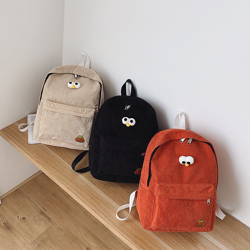 Schoolbag Corduroy Preppy Style Backpack Women's Backpack
