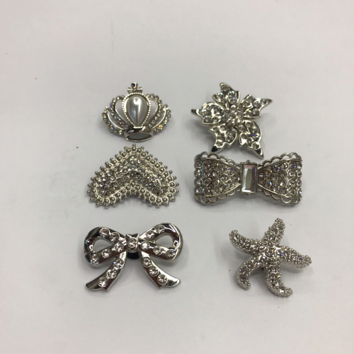 Hardware Shoe Buckle Shoe Ornament White Crown Pearl Peach Heart Bow Starfish with Rhinestones Flower Back with Cap Nail