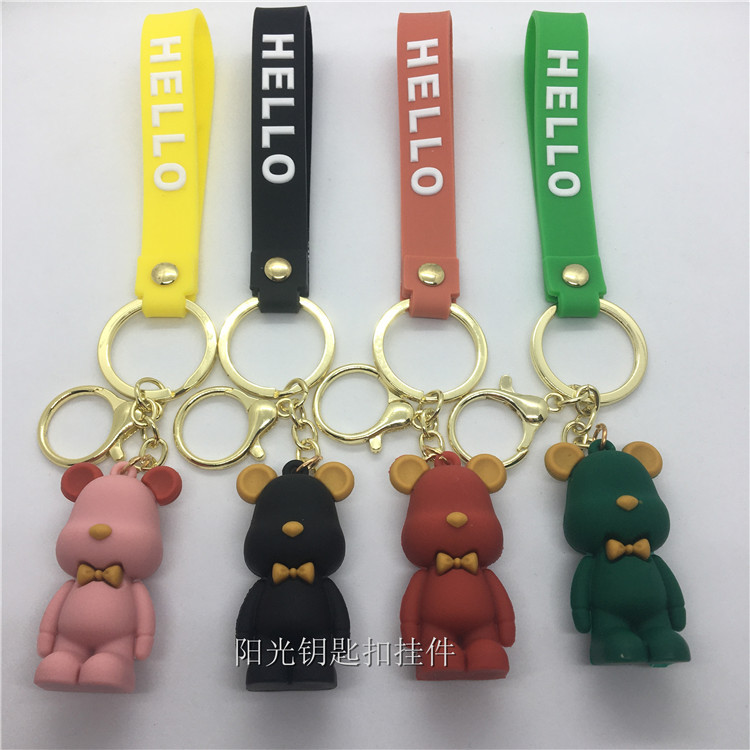 Creative Bell Bow Tie Bear Keychain PVC Prize Claw Doll Coup...