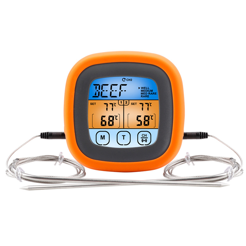 Food Thermometer Touch Digital Thermometer Double Needle Color Screen Baking Probe Type Meat Barbecu
