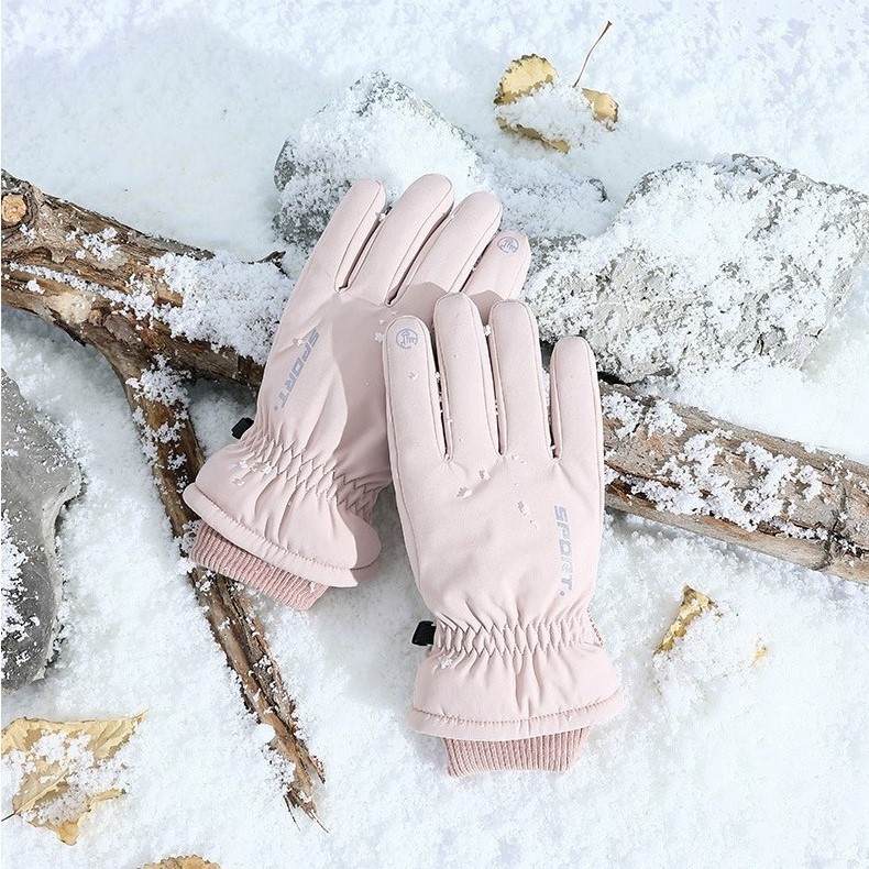 New Ski Gloves Men's Fleece-Lined Thickened Outdoor Cycling Waterproof Non-Slip Wear-Resistant 