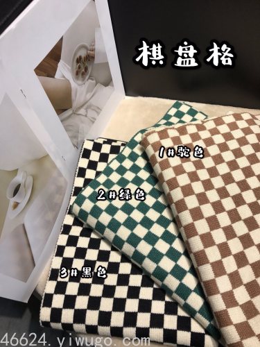 japanese chessboard plaid scarf women‘s autumn and winter korean style versatile internet celebrity ins student scarf knitted warm shawl