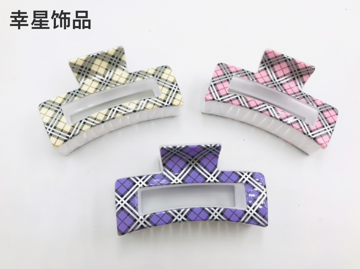 Plastic Printed Square Grip Back Head Hair Clip Multi-Tooth ...