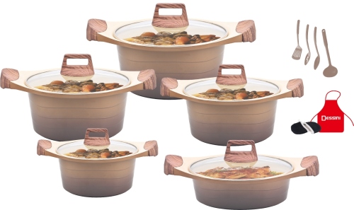 Korean Twill Aluminum Pan soup Pot Stew Pot 17-Piece Non-Stick Pot Household Pot Kitchen Supplies Spot Supply Wholesale