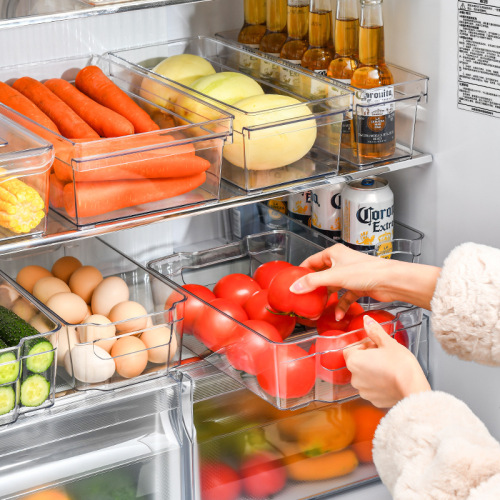 refrigerator food storage box transparent plastic kitchen vegetable finishing fruit egg refrigerated preservation box rectangular