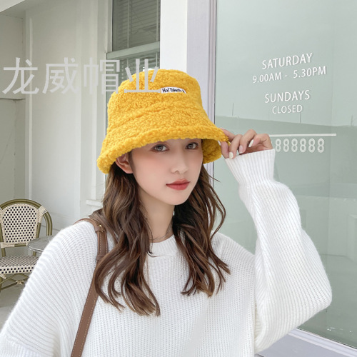 korean autumn and winter thickened teddy velvet fisherman hat basin hat sun hat peaked cap outdoor sun hat
