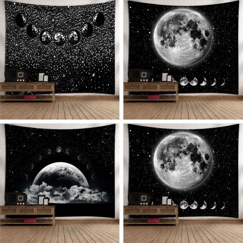 Amazon Hot Sale Tapestry Customized Black Starry Art Background Fabric Bedside and Sofa Hanging Cloth Home Decorative Wall