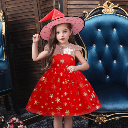 Christmas Short Sequined Children‘s Dress Princess Dress Costume Suit Printed Dress for Women One Piece Dropshipping