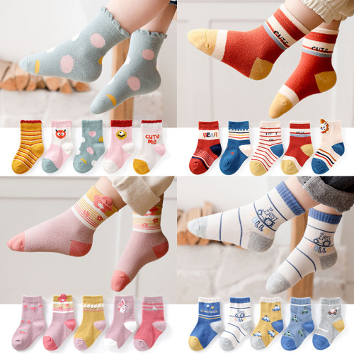 Autumn and Winter New Children‘s Socks Cartoon Cotton Korean Thick Baby Socks Breathable Sweat Absorbing Boys and Girls Socks Wholesale