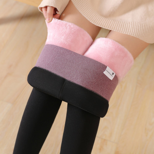 2021 Winter Cotton Lambswool Outer Wear Women‘s Fleece-Lined Thickened Leggings Warm Cotton pants High Waist Slimming One-Piece Velvet