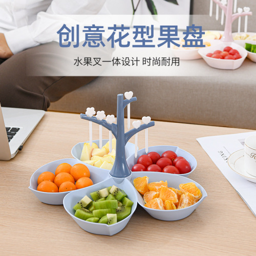 manufacturer direct sales nordic modern simple fork fruit plate home living room creative pattern compartment snack plate wholesale