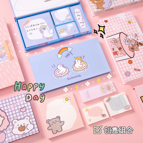 Creative Cute Boxed Sticky Note Set Ins Girl Heart Journal Material Mamo Pad Memo Notes Wholesale