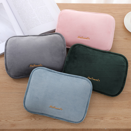 Factory Direct Hot Water Bag Belly Hot Waist Bag Treasure Face Student Light Luxury Solid Color Suede Plush Water Injection Hot Water Bag 