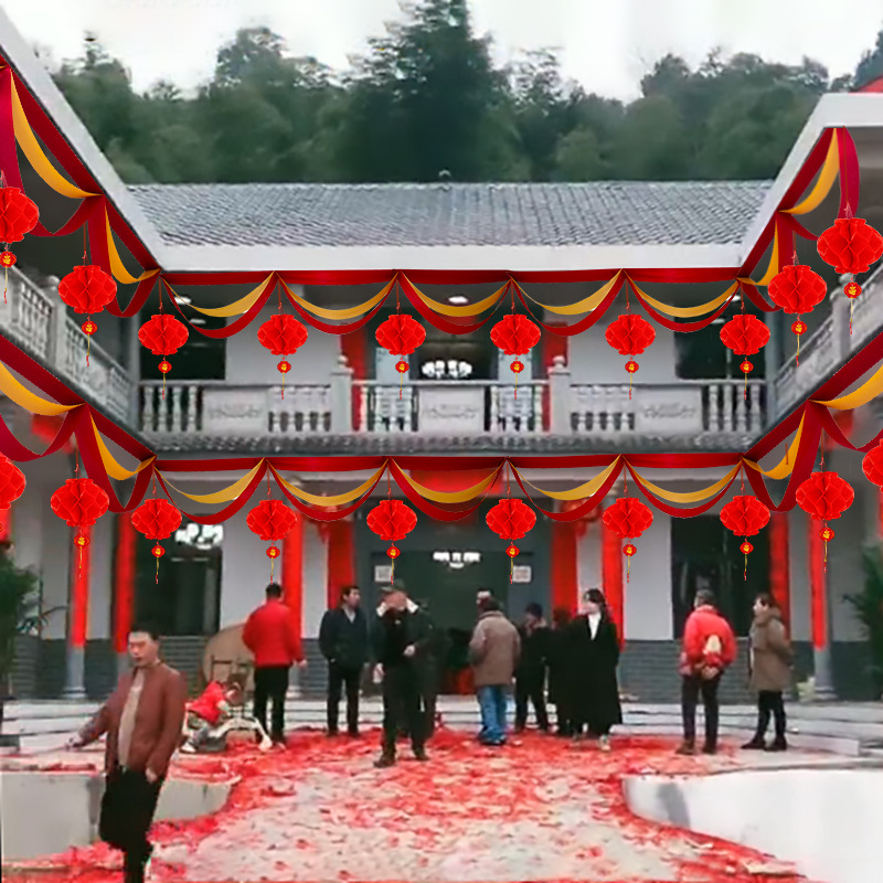 Yard Decoration Wedding Rural Wedding outside Scene Layout Store Mall Opening Atmosphere Hanging Fla